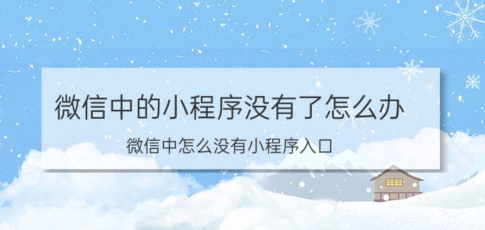 微信中的小程序没有了怎么办 微信中怎么没有小程序入口？